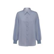 Alexander McQueen Silkesskjorta med långa ärmar Blue, Dam