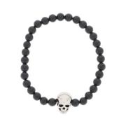 Alexander McQueen Armband med pärlor och antik silverfinish Black, Her...