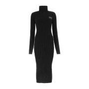Versace Jeans Couture Svart bomullsblandad klänning Black, Dam
