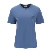 Etro T-shirt med Pegasus brodyr Blue, Dam