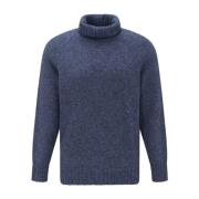 Brunello Cucinelli Alpacka Ull Turtleneck Sweater Blue, Herr