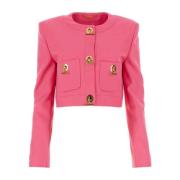 Moschino Stretch Gabardine Blazer i Fuchsia Pink, Dam