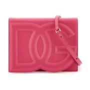 Dolce & Gabbana Läder Crossbody Väska med DG Maxi Logo Pink, Dam