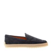 Tod's Blå Mocka Loafers med Rep Blue, Dam