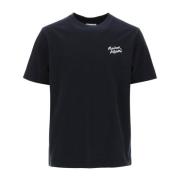 Maison Kitsuné Logo Lettering Bomull T-Shirt Black, Herr