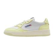 Autry Vintage Låg-Top Lädersneakers - Vit/Lime-Gul Multicolor, Dam