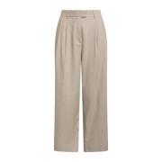 Maliparmi Diagonal Stretch Bomull-Linne Byxor Beige, Dam