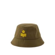 Isabel Marant Streetwear Chic Canvas Hatt i Khaki Beige, Dam