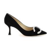 Jimmy Choo Melva 70 Mocka Pumps med Kristallspänne Black, Dam