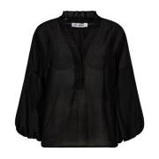 Co'Couture Feminin blus med ballongärmar Black, Dam