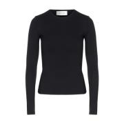 Sportmax Långärmad Jersey T-shirt i Svart Black, Dam