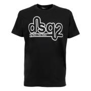 Dsquared2 Konstnärlig Bomull T-shirt Black, Herr