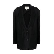 Studio Nicholson Svart Conde Enkelknäppt Blazer Black, Dam