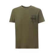 Dondup Grön Crew-neck T-shirt med Logotyp Green, Herr