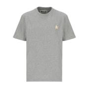 Golden Goose Grå Bomull T-shirt med Kontrasterande Logotyp Gray, Dam