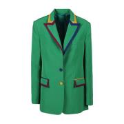 Alessandro Enriquez Grön Blazer med Kontrastkant Green, Dam