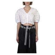 Pinko Broderie Anglaise Top White, Dam