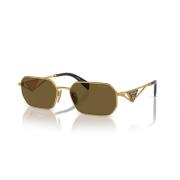 Prada Pale Gold/Dark Brown Solglasögon A51S Yellow, Dam