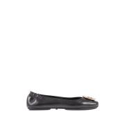 Tory Burch Metal Logo Minnie Travel Ballet Black, Dam