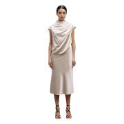 Ahlvar Gallery Lima siden satin topp Beige, Dam