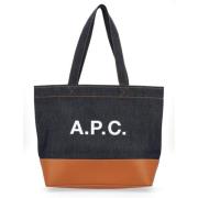 A.p.c. Denimblå Läder Toteväska Axel Blue, Herr