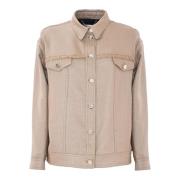 Kocca Fringed Detail Jacka med Fickor Beige, Dam