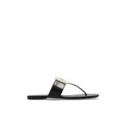 Tory Burch Georgia flip-flops i läder Black, Dam