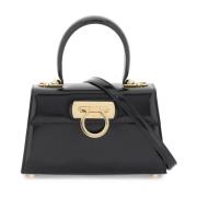 Salvatore Ferragamo Ikonisk Borstad Läder Topphandväska Black, Dam