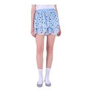 Silvian Heach Blommig Cutout Ruffle Minikjol Blue, Dam