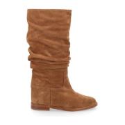 Via Roma 15 Kilboots i Rynkad Tan Mocka Brown, Dam