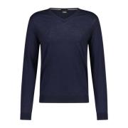 Hugo Boss V-neck Knitwear Blue, Herr