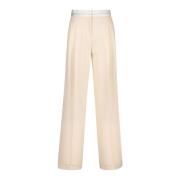 Patrizia Pepe High-Waist Wide Leg Logo Byxor Beige, Dam