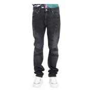 Just Cavalli Svarta Slim Fit Revbens Jeans Black, Herr