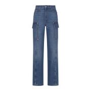 Stella McCartney 70-talets Mörkblå Zip Cargo Jeans Blue, Dam