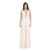 Elisabetta Franchi Smör Crêpe Jumpsuit med Bh-tillbehör White, Dam