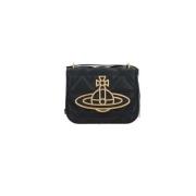 Vivienne Westwood Svart Quiltad Axelväska med Guld Hardware Black, Dam