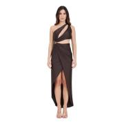 Amen Brun Choklad Cut Out Maxi Klänning Brown, Dam