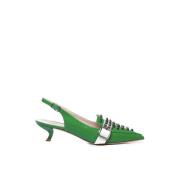 Alchimia Grön Patentläder Slingback Klackar Green, Dam