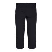 LauRie Enkla Svarta Capri Byxor med Elastisk Midja Black, Dam