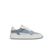 Balmain B-Court Flip tränare i monogram PB Labyrinth denim Blue, Dam