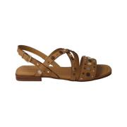 Pedro Miralles Karamell Läder Korsrem Sandal Beige, Dam