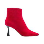 Lola Cruz Röd Mocka Kitten Heel Ankel Boot Red, Dam