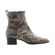 Pertini Taupe/Beige Croco Läder Ankel Boot Multicolor, Dam