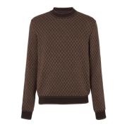 Balmain Stickad tröja med mini monogram Brown, Herr