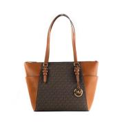 Michael Kors Charlotte Brun Signature Läder Toteväska Brown, Dam