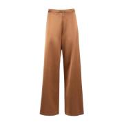 Nenette Satin Wide Leg Trousers Brown, Dam