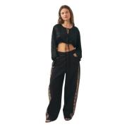 Antik Batik Crop top handbroderad med pärlor Dune Black, Dam