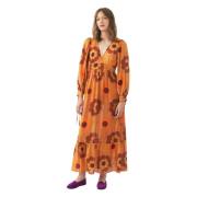 Antik Batik Print maxi klänning Suny Brown, Dam