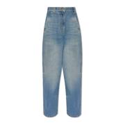 Palm Angels Jeans med logotyp Blue, Dam