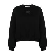 Alexander Wang Svart Bomull Logo Print Tröja Black, Dam